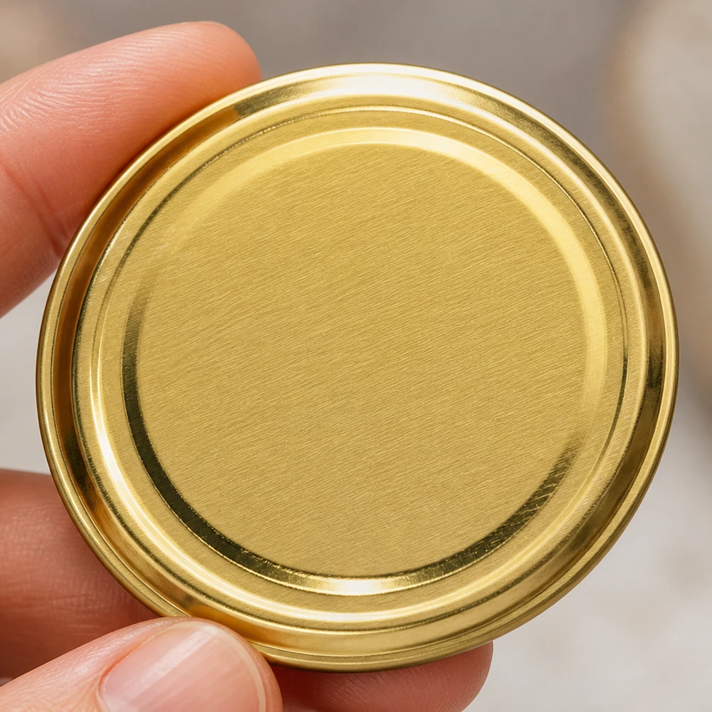 70mm Bouchon BioSeal or (TO70) UNiTWIST UNiTWIST TO70 : couvercle de bocaux alimentaire doré sans impression, BioSeal unitemp, 70 mm
