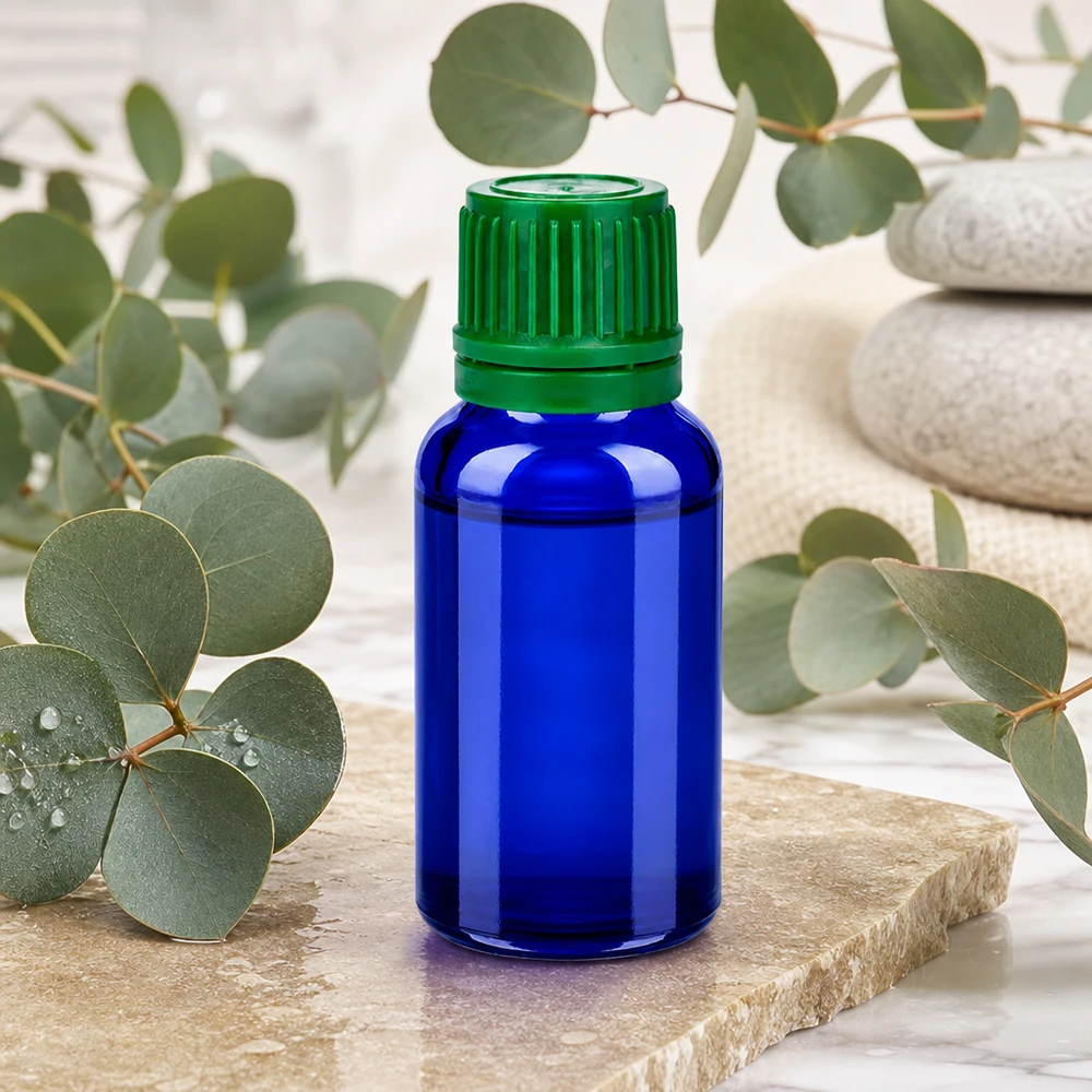 Flacon 20ml 11mm SV vert OV BlueLine UT18/20 Flacon en verre professionnel de 20ml pour cosmétiques naturels avec bouchon à vis anti-gouttes
