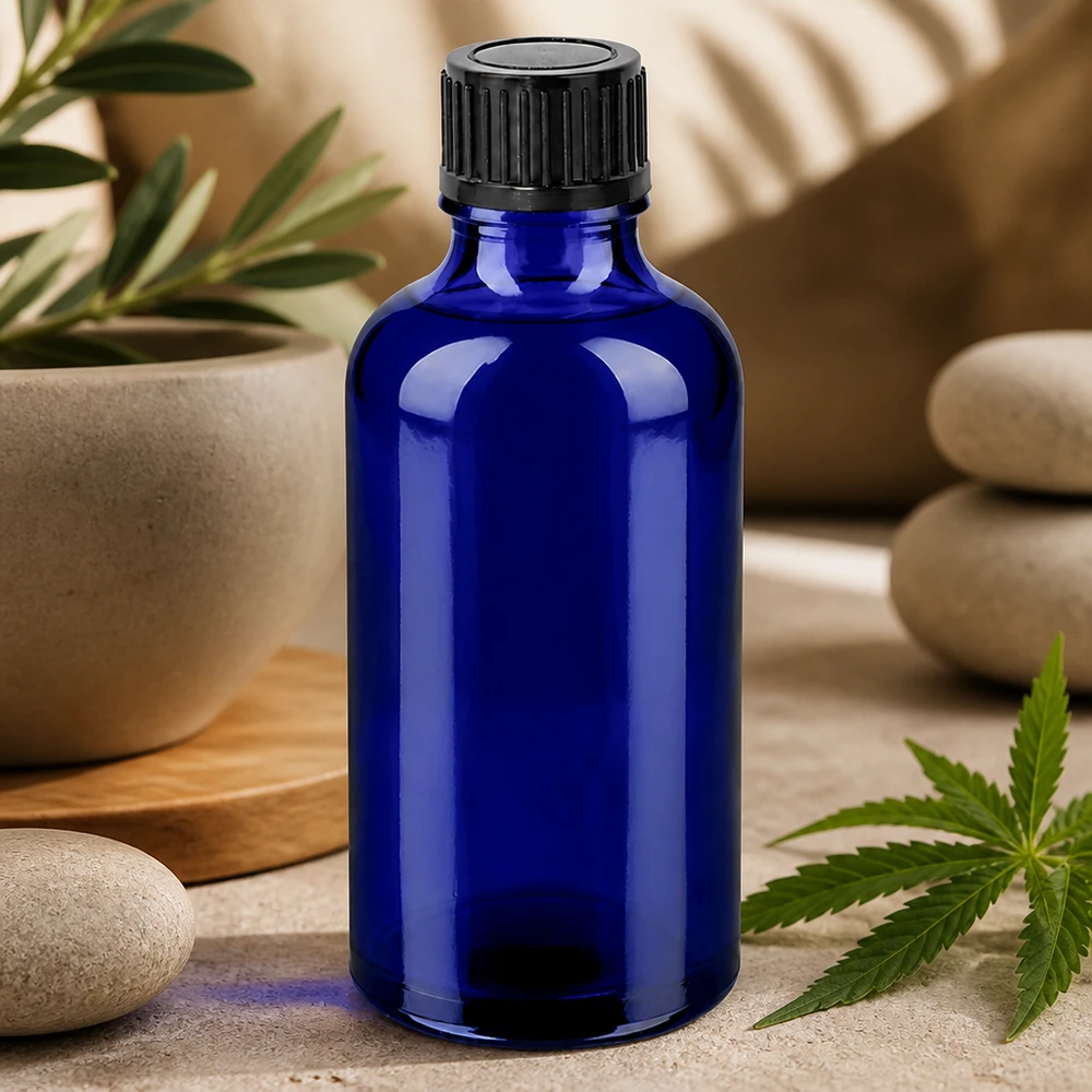 Flacon 50ml 11mm SV noir STD BlueLine UT18/50 Bouteille bleue de 50 ml de qualité laboratoire STD BlueLine pour les applications professionnelles dans les pharmacies