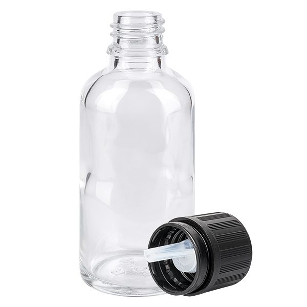 Flacon compte-gouttes de 50ml. 1mm s. OV KiSi Bli ClearL. UT18/50