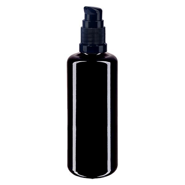 Flacon de pharmacie violet 100ml bouchon pompe noir Std Flacon de pharmacie violet 100ml bouchon pompe noir Std