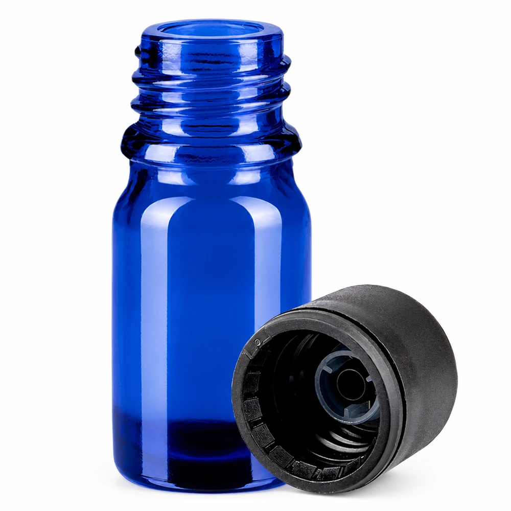 Flacon de 5ml 6mm SV noir STD BlueLine UT18/5 Flacon en verre bleu professionnel de 5ml avec fermeture de sécurité pour les enfants pour les applications de laboratoire