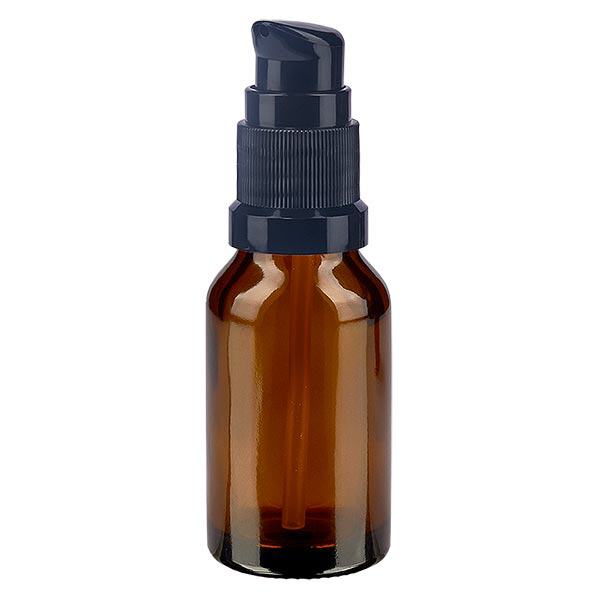 Flacon de pharmacie brun 15ml bouchon pompe noir Std Flacon de pharmacie brun 15ml bouchon pompe noir Std