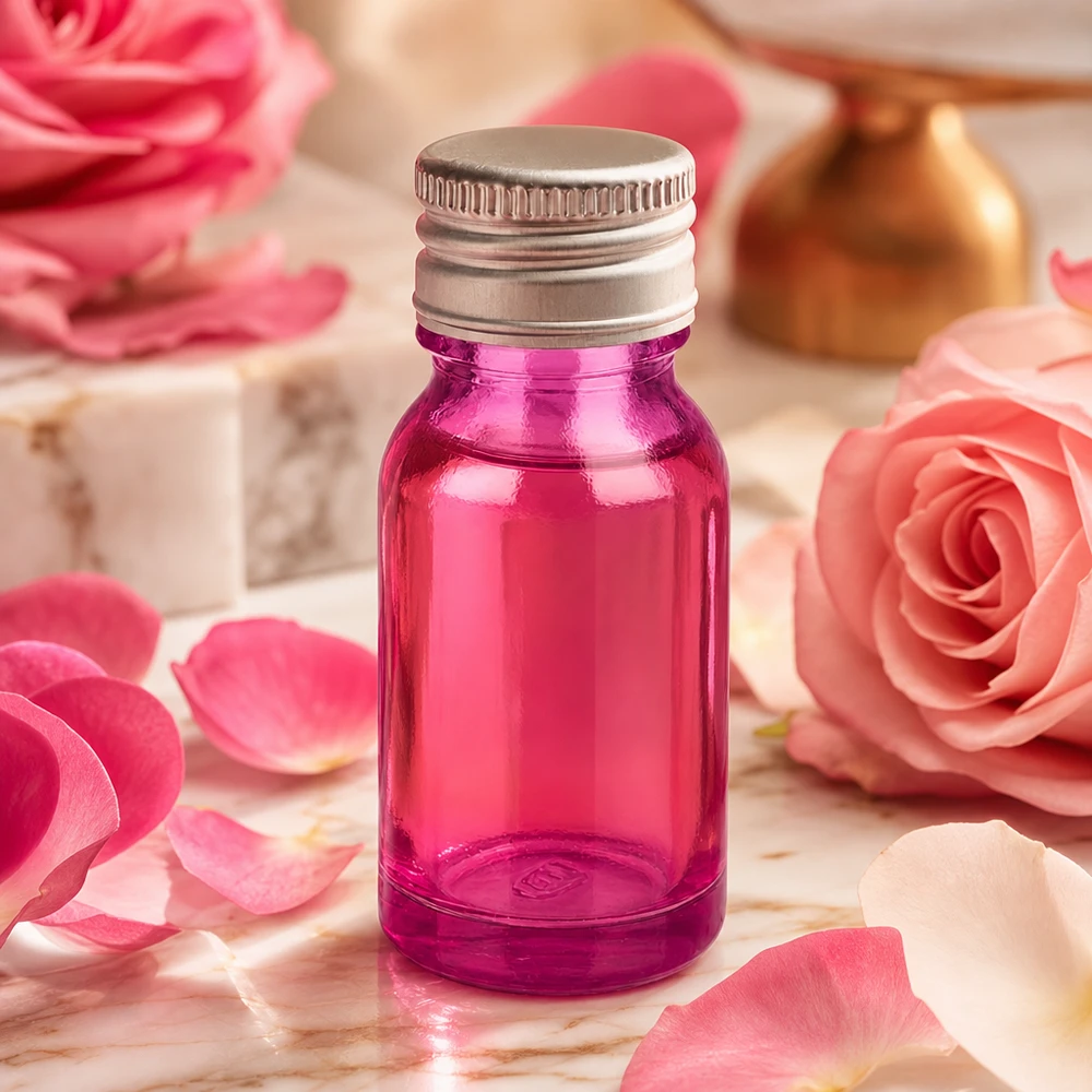 Elégant flacon en verre violet de 10ml avec bouchon en métal argenté parfait pour les produits cosmétiques DIY