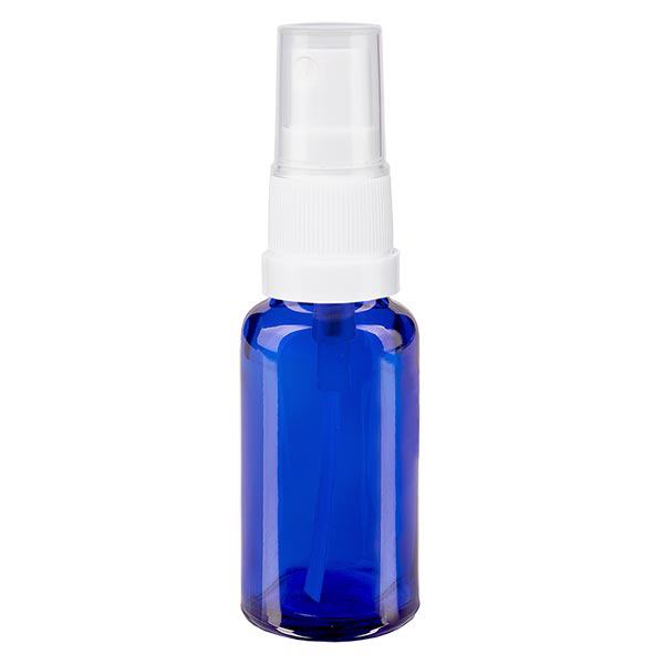 Flacon à pharmacie bleu 20ml embout spray blanc Flacon à pharmacie bleu 20ml embout spray blanc