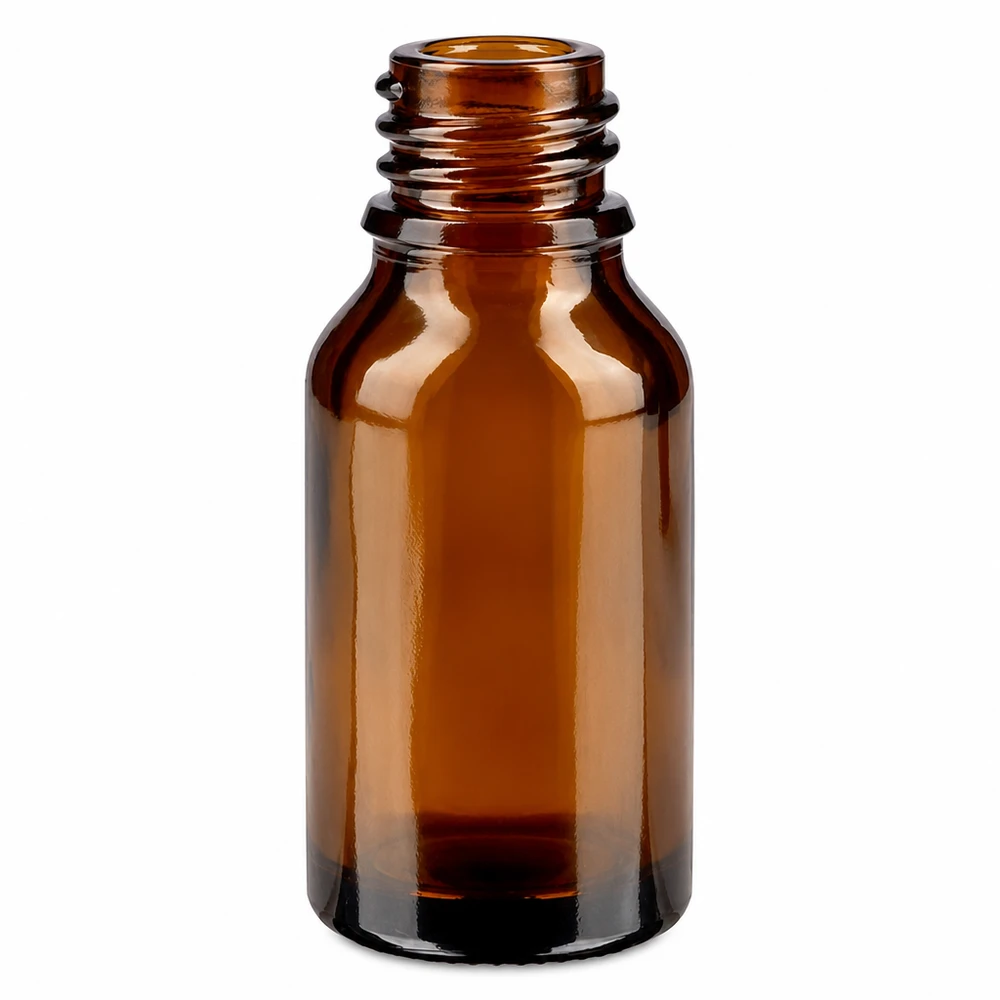 Flacon avec compte-gouttes 15 ml DIN18 - verre ambré Bouteille de pharmacie en verre brun de 15ml à visser pour huiles essentielles et médicaments
