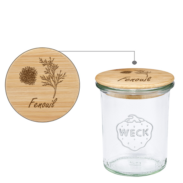 Boîte en bois « Fenouil » avec pied WECK 160 ml