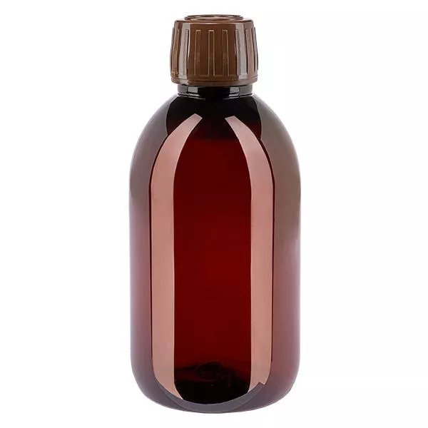 Bouteille PET 250ml avec bouchon marron,bouchon d'inviolabilité Bouteille PET 250ml avec bouchon marron,bouchon d'inviolabilité