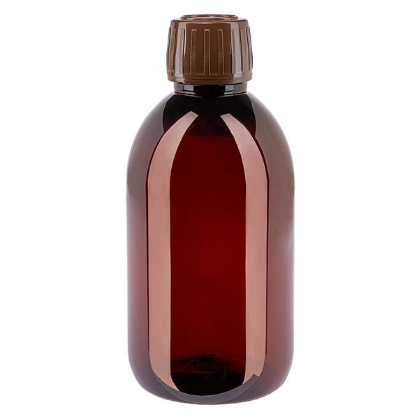 Bouteille PET 250ml avec bouchon marron,bouchon d'inviolabilité