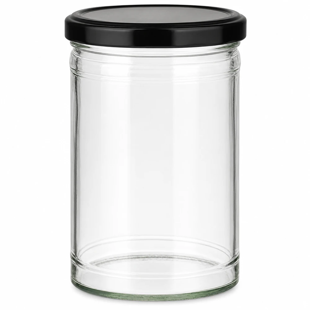 1053ml Verre conique avec couvercle BasicSeal noir UNiTWIST Bocal vide de 1053ml avec couvercle BasicSeal noir, certifié UN pour la conservation et le stockage.