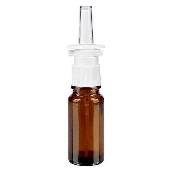 Flacon de pharmacie brun 10ml vaporisateur nasal blanc standard