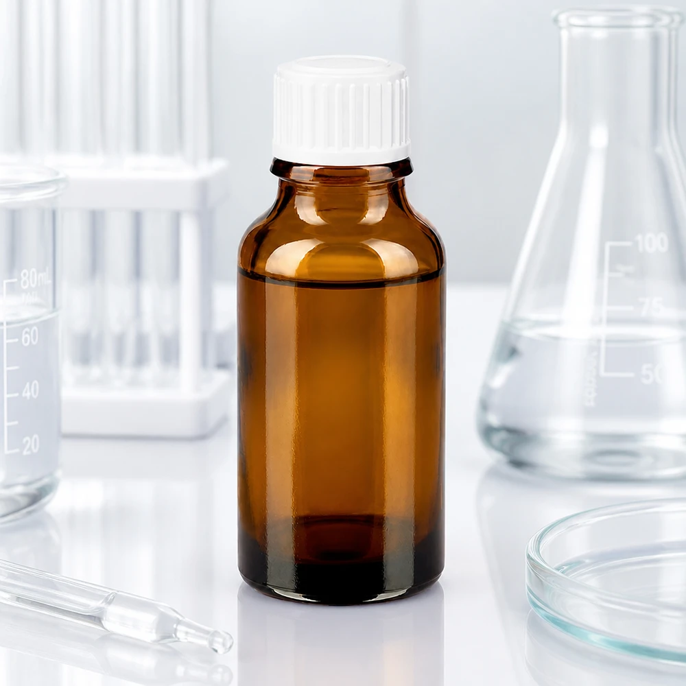 Flacon à pharmacie marron 20ml bouchon vissable blanc std Flacon de 20 ml en verre brun protégeant des rayons UV, muni d'un bouchon à vis blanc à l'épreuve des enfants