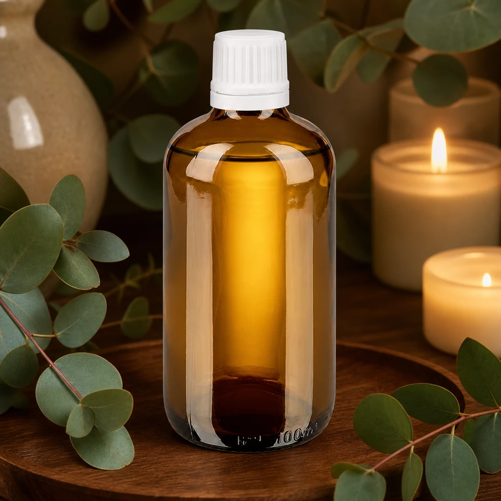 Flacon de pharmacie brun 100ml bouchon vissable blanc bouchon inviolabilité Flacon de pharmacie de 100 ml en verre ambré avec bouchon de sécurité blanc de 11 mm pour huiles essentielles
