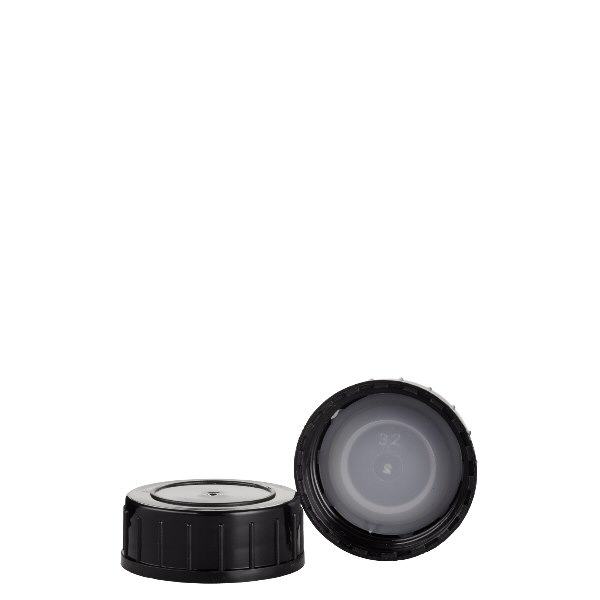 Capsule à vis en PP noir 32 mm (DIN 32) Capsule à vis en PP noir 32 mm (DIN 32)