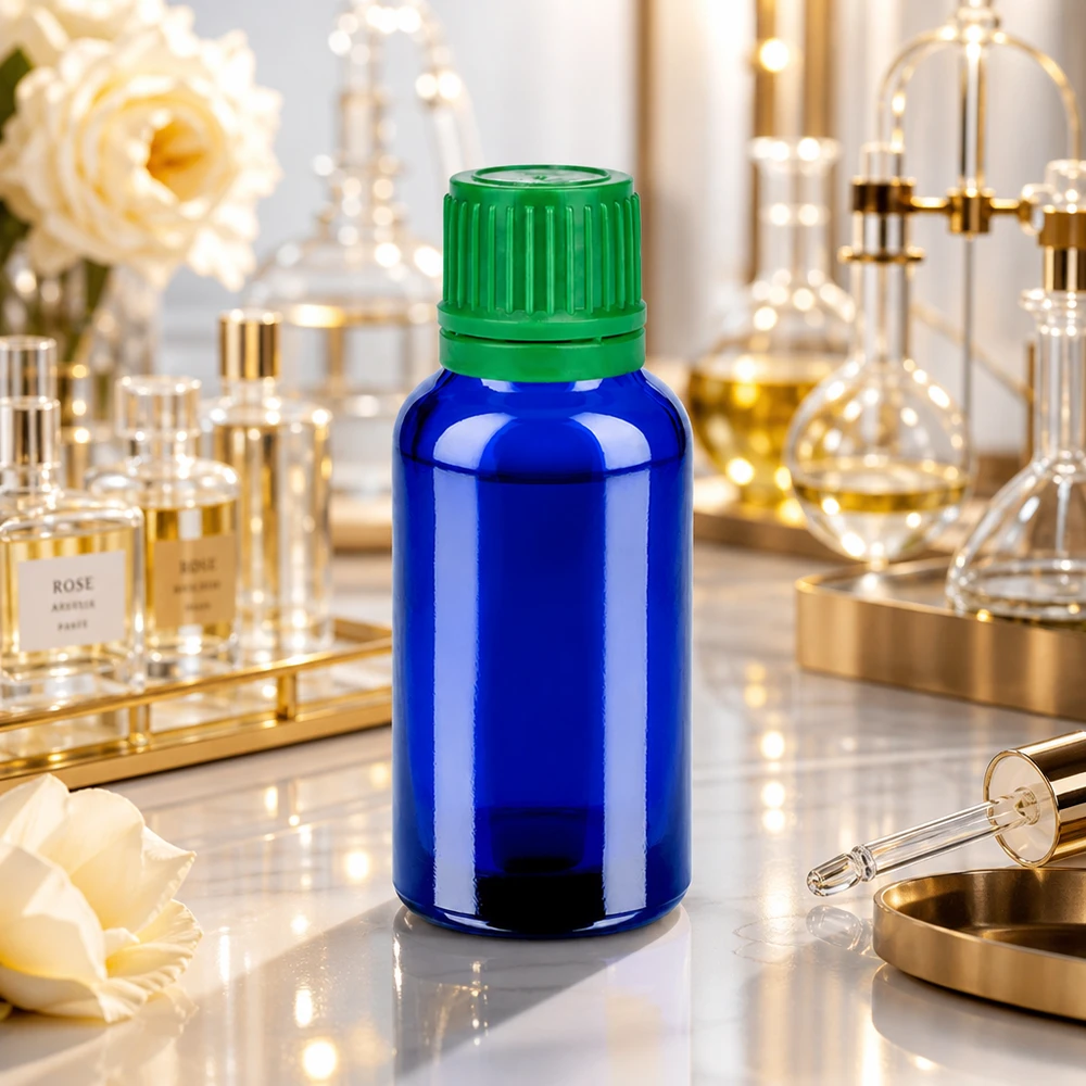 Flacon 30ml 11mm SV vert OV BlueLine UT18/30 Flacon de 30 ml avec filetage spécial UT18/30 compatible avec les compte-gouttes standard