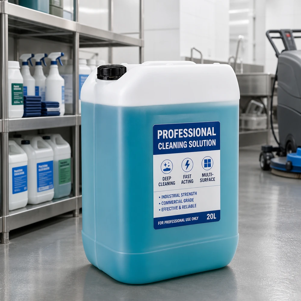 Bidon transparent de grande capacité de 25 litres avec bouchon OV pour produits de nettoyage