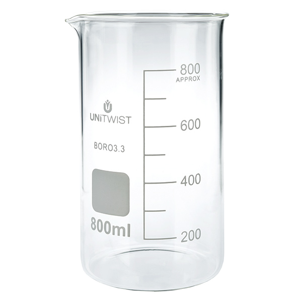 Bécher 800ml borosilicate, forme haute UNITWIST Bécher 800ml borosilicate, forme haute UNITWIST