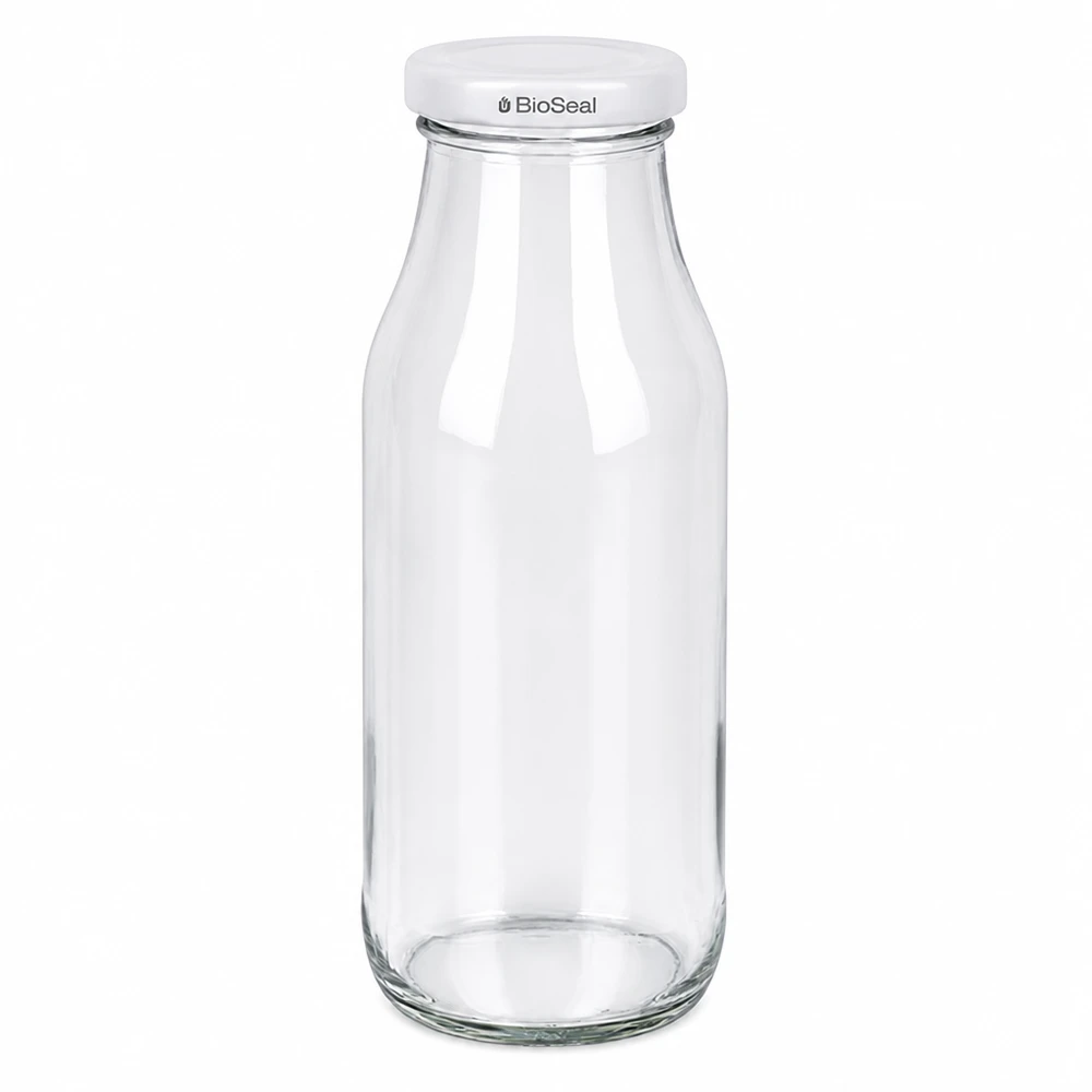 263ml Bouteille avec couvercle BioSeal blanc UNiTWIST Elegante UNiTWIST Glasflasche 263ml mit weißem BioSeal Deckel für Küche und Vorratshaltung von Glas-Fabrik.at