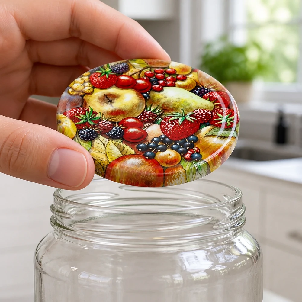 Couvercle coloré de 82 mm pour bocaux, motif fruits (baies, pommes, poires) pour pots à confiture TO82