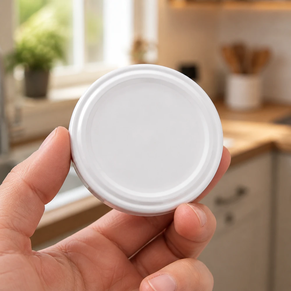 UNiTWIST TO82 Couvercle à vis blanc sans BPA Gros plan sur la face inférieure