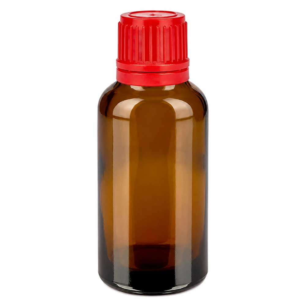 Flacon 30ml 11mm SV rouge OV BrownLine UT18/30 Bouteille en verre de 30ml anti-UV avec bouchon compte-gouttes rouge pour l'aromathérapie et les cosmétiques