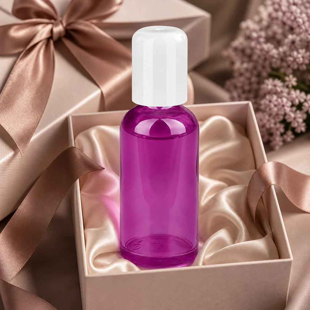 Flacon Roll-On 50ml blanc Standard PurpleLine UT18/50 Elégant flacon roll-on 50ml série PurpleLine au design moderne pour les produits de beauté