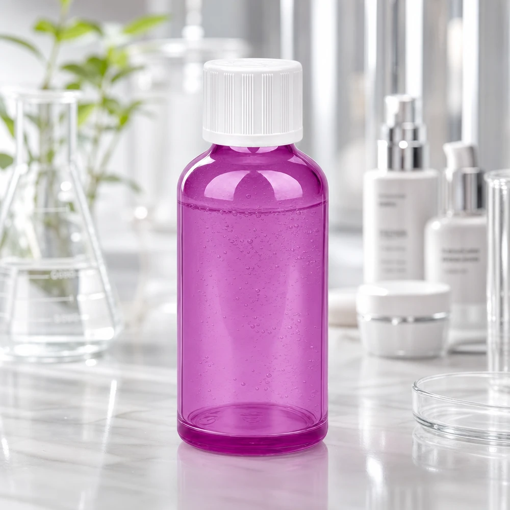 Flacon 50ml bouchon à vis 11mm blanc standard sécurité enfant PurpleLine UT18/50 Flacon robuste de 50 ml en plastique violet avec bouchon rotatif blanc à l'épreuve des enfants