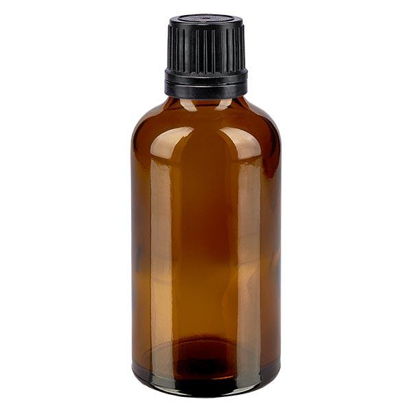 Flacon à pharmacie brun 50ml bouchon inviolable 1mm noir bouchon inviolabilité