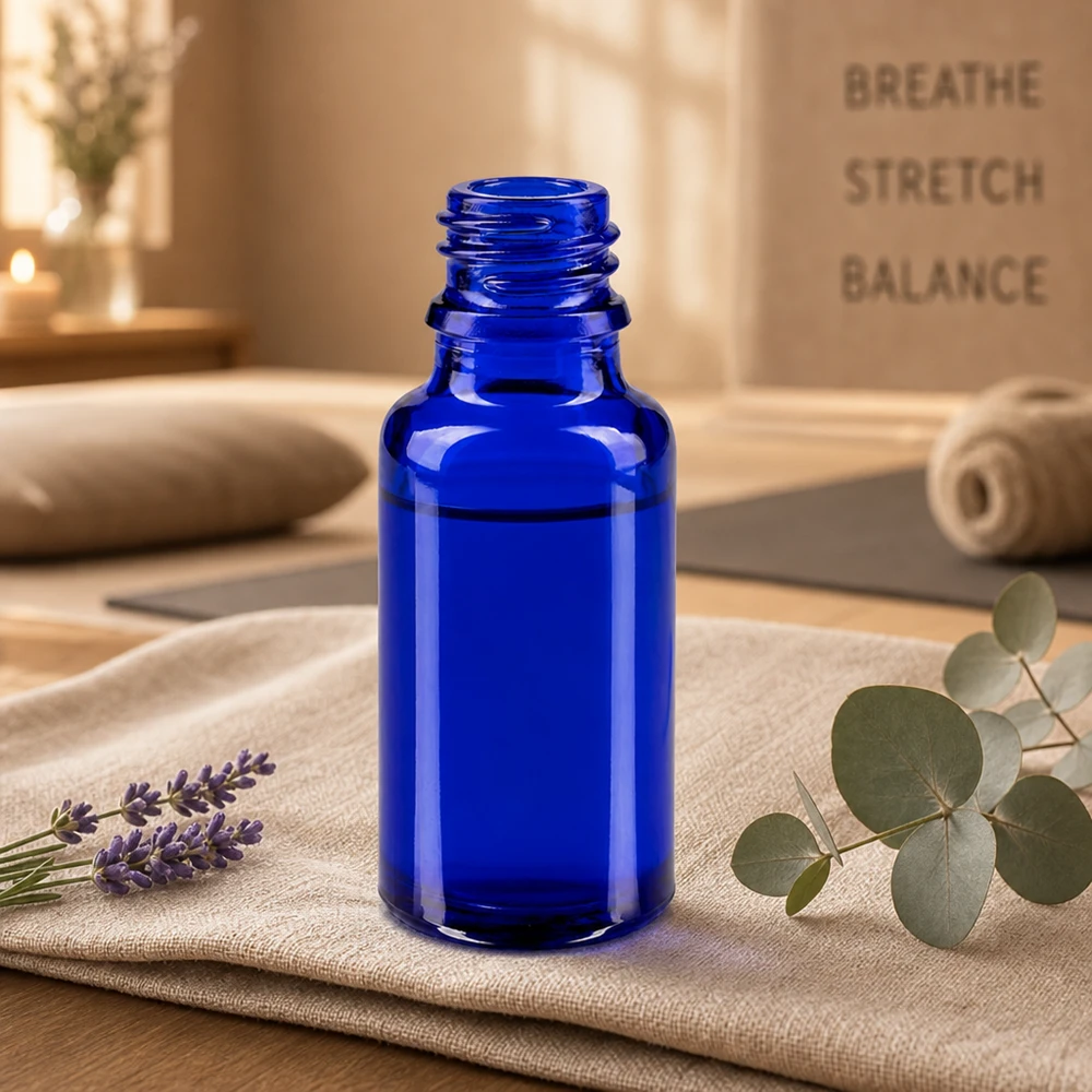 Flacon avec compte-gouttes 20 ml DIN18 - verre bleu Bouteille en verre bleu cobalt de 20 ml de haute qualité, spécialement conçue pour les cosmétiques et les produits de soin DIY