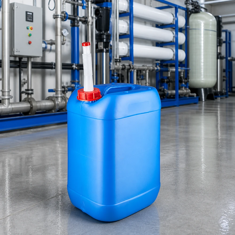 Bidon portable de 25 litres, bleu, avec goulot de remplissage, destiné à des applications industrielles