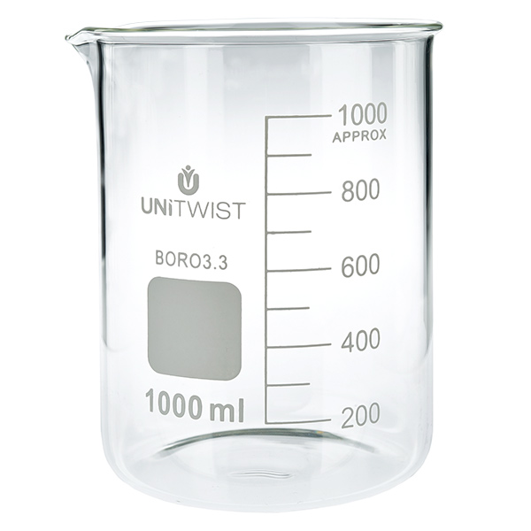 Bécher 1000ml borosilicate, forme basse UNiTWIST Bécher 1000ml borosilicate, forme basse UNiTWIST