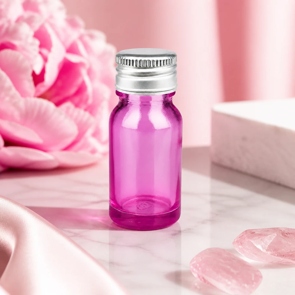 Bouteille de 10 ml en violet avec bouchon étanche en aluminium-argent pour une conservation en toute sécurité