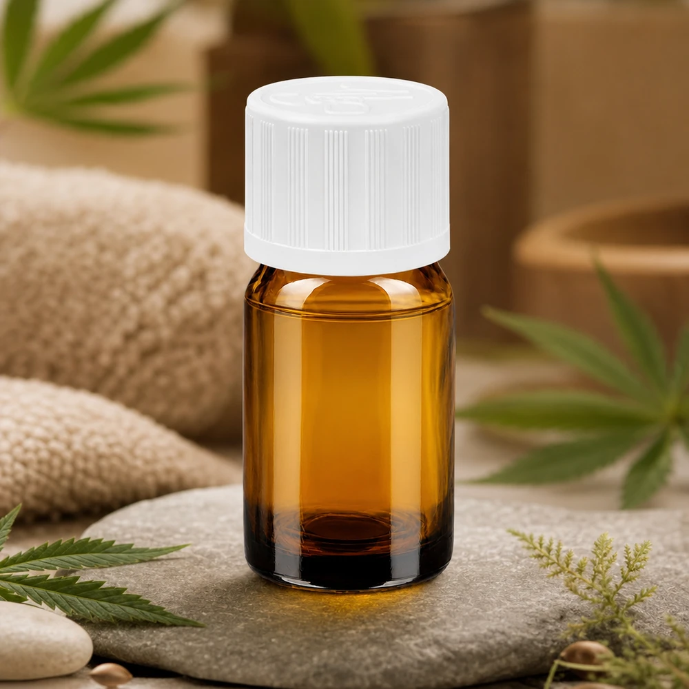 Flacon en verre 5ml série BrownLine avec filetage UT18/5 pour l'aromathérapie professionnelle et la pharmacie