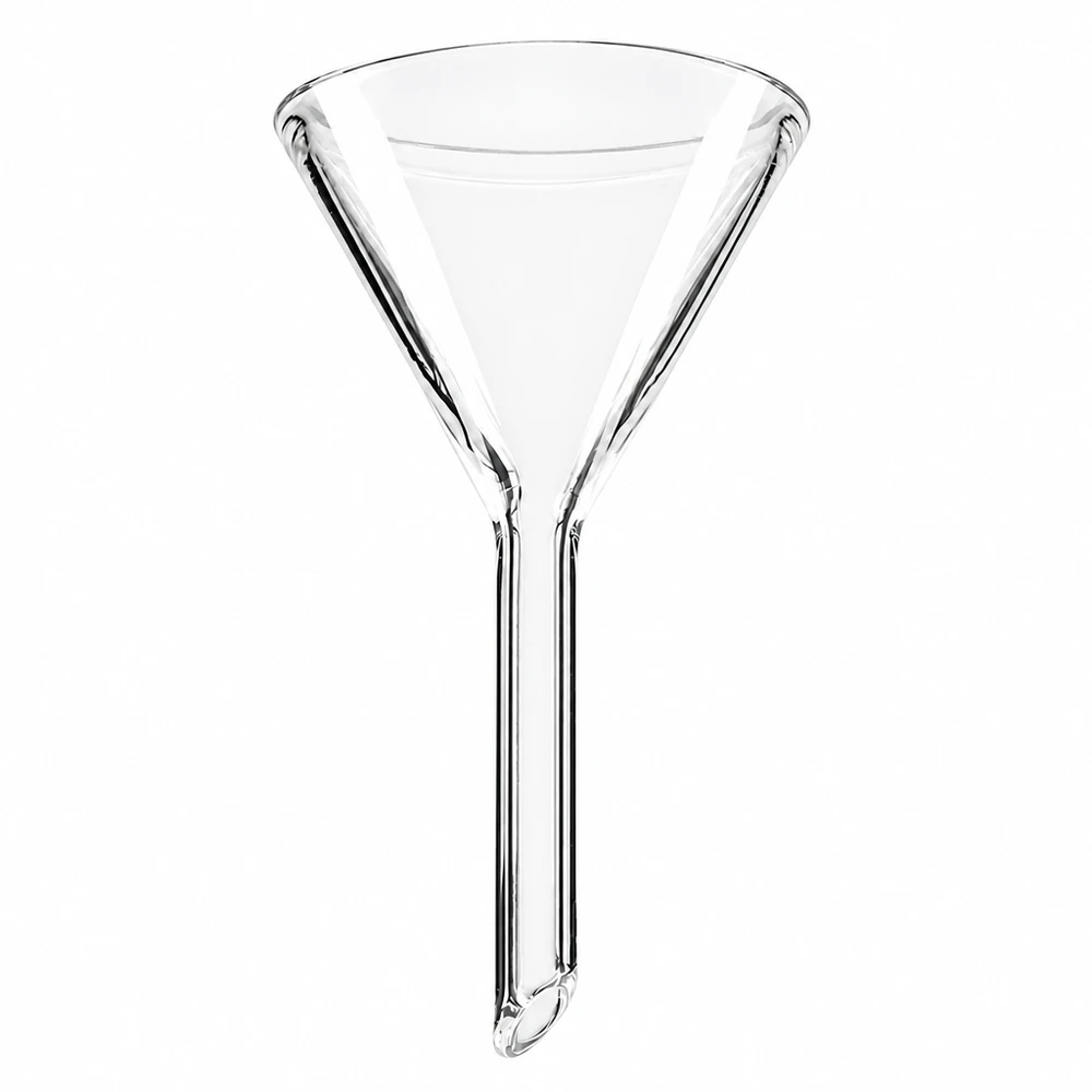 Entonnoir Ø 35mm - verre sodocalcique - angle 60° Entonnoir en verre de 35mm de diamètre en verre sodocalcique avec un angle de 60 degrés et une tige courte