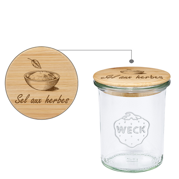 Coffret en bois « Sel aux herbes » avec verre WECK reverdi Coffret en bois « Sel aux herbes » avec verre WECK reverdi