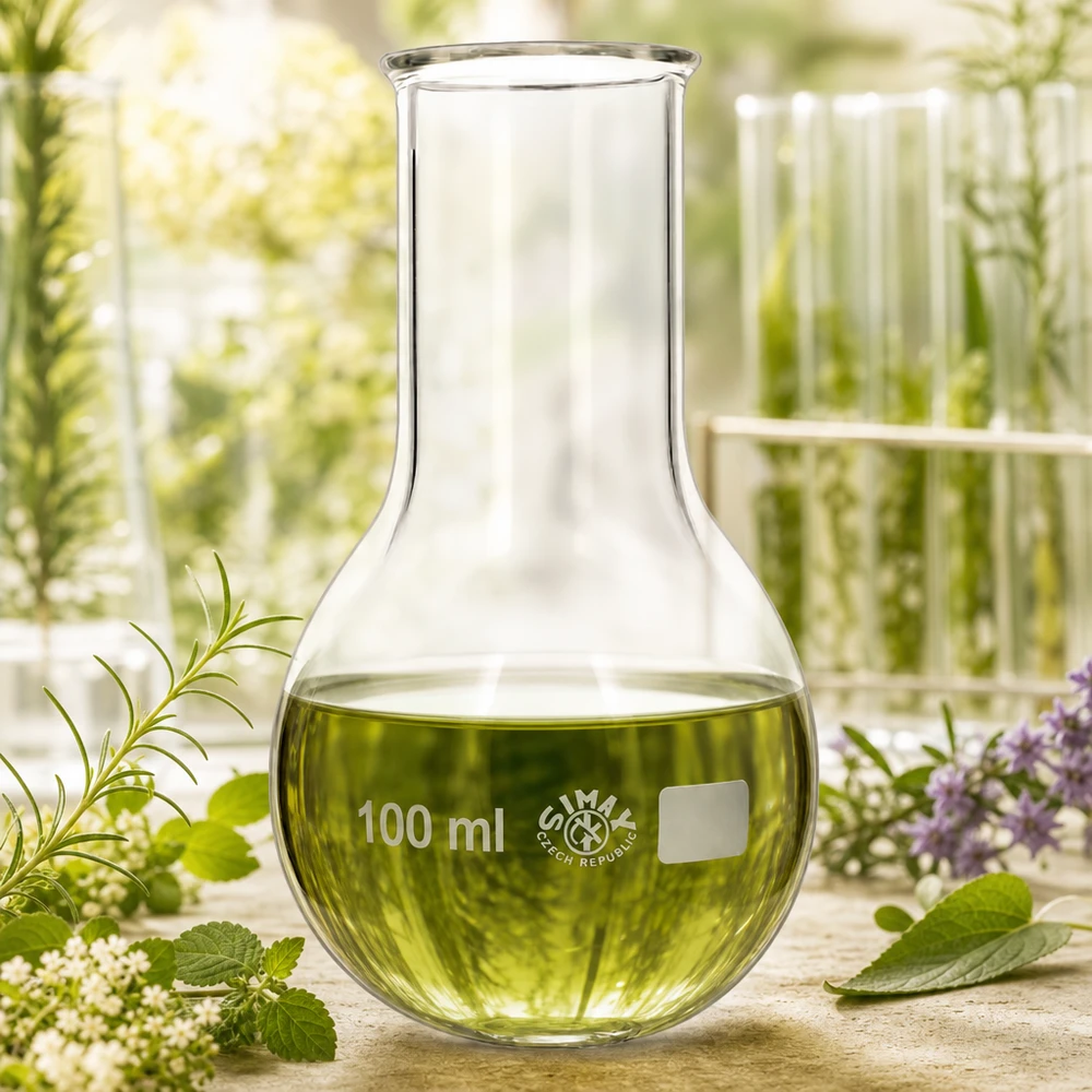 Ballon à fond plat 100ml col large borosilicate avec bord arrondi Ballon de laboratoire 100ml idéal pour la distillation et l'extraction de composés organiques