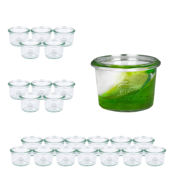 Lot de 24 bocaux Weck 80ml à l'envers