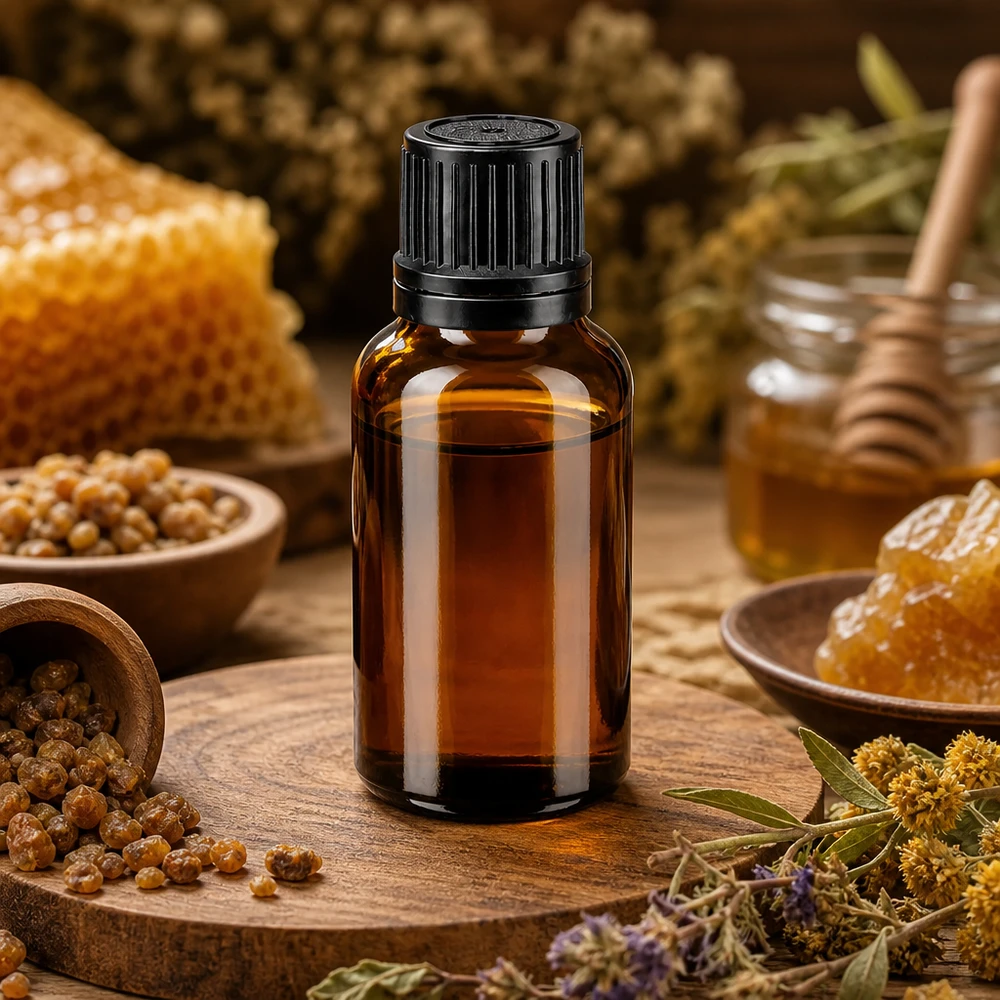 Flacon en verre brun de 20ml avec bouchon vissable noir et bague verseuse Flacon de pharmacie en verre brun de 20 ml avec protection UV et bouchon à vis noir, pour les produits apicoles et les extraits