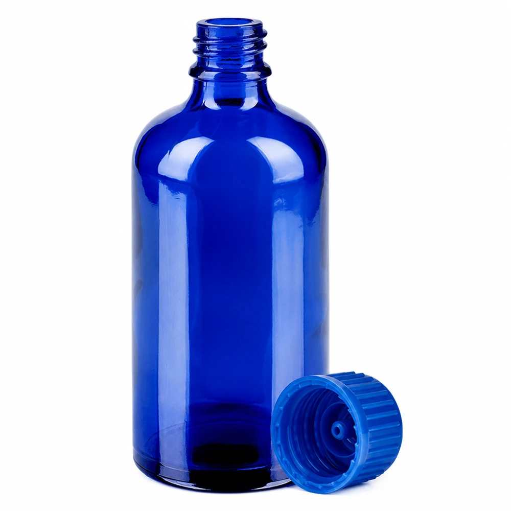 Flacon de 100ml 11mm SV bleu STD BlueLine UT18/100 Bouteille de pharmacie bleue de 100 ml avec fermeture de sécurité pour les enfants pour les teintures