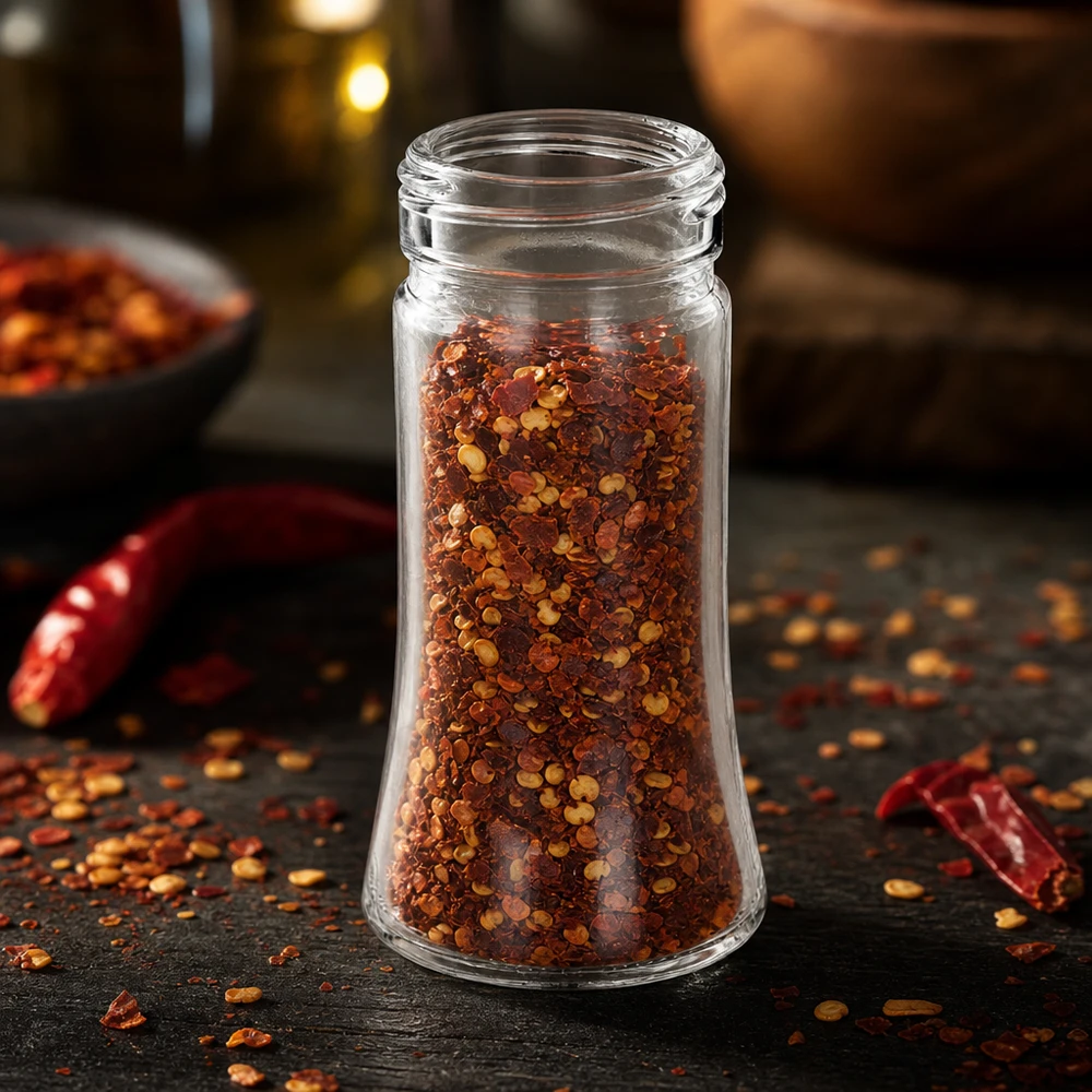 Pot à épices de forme trapézoïdale 95 ml avec filetage 41 mm, en verre clair sans couvercle Petit pot Bobby en verre transparent avec un bouchon à vis de 41 mm, idéal pour les mélanges d'épices piquants