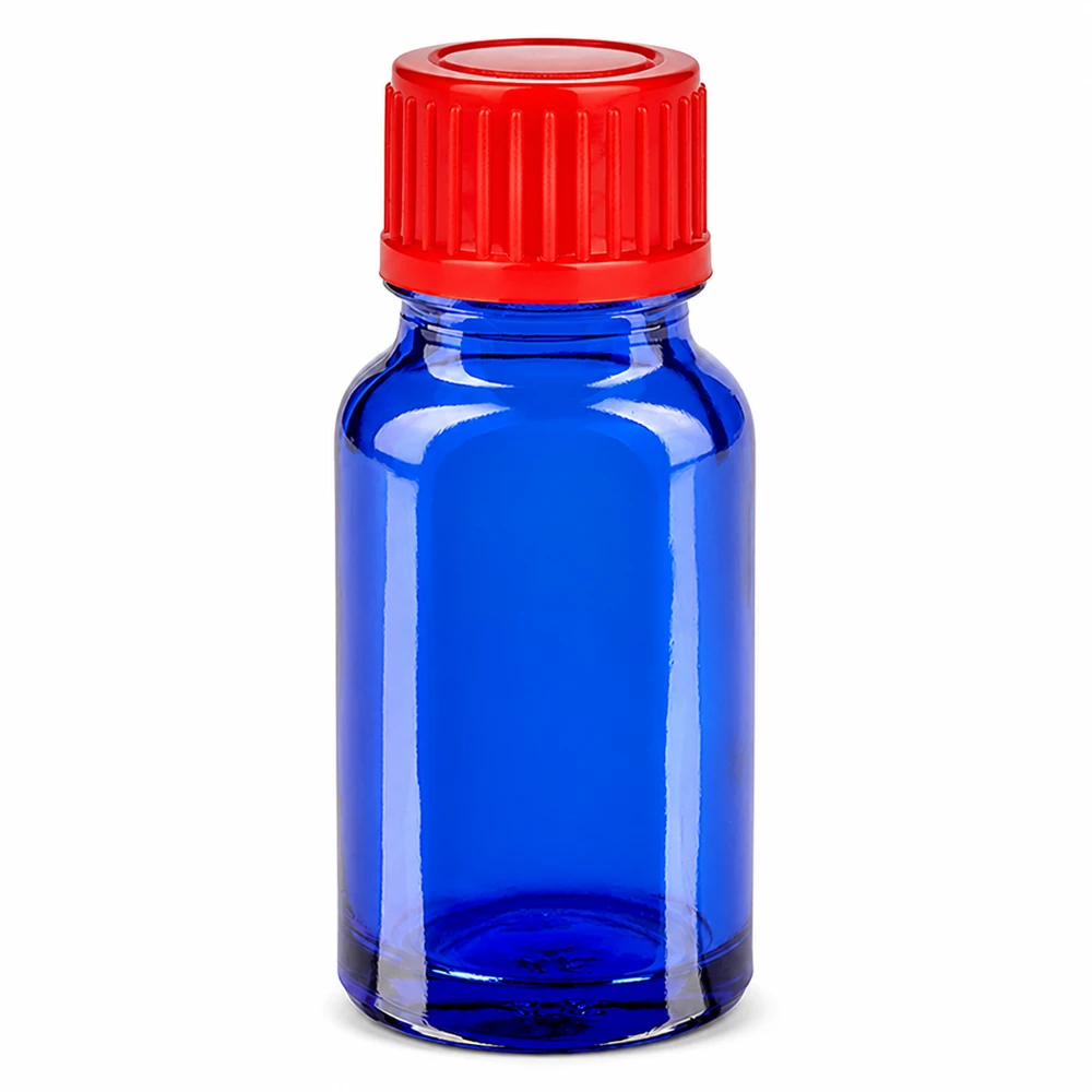 Flacon de 10ml 11mm SV rouge STD BlueLine UT18/10 Flacon cylindrique en verre de 10 ml avec bouchon rouge rainuré pour une prise optimale