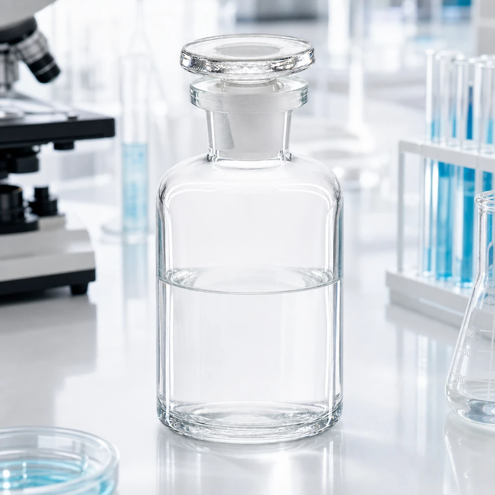 Flacon pharmaceutique 50 ml col étroit en verre clair + bouchon Flacon transparent à col cannelé de 50 ml, bouchon en verre, à épaulement arrondi, destiné à un usage en laboratoire