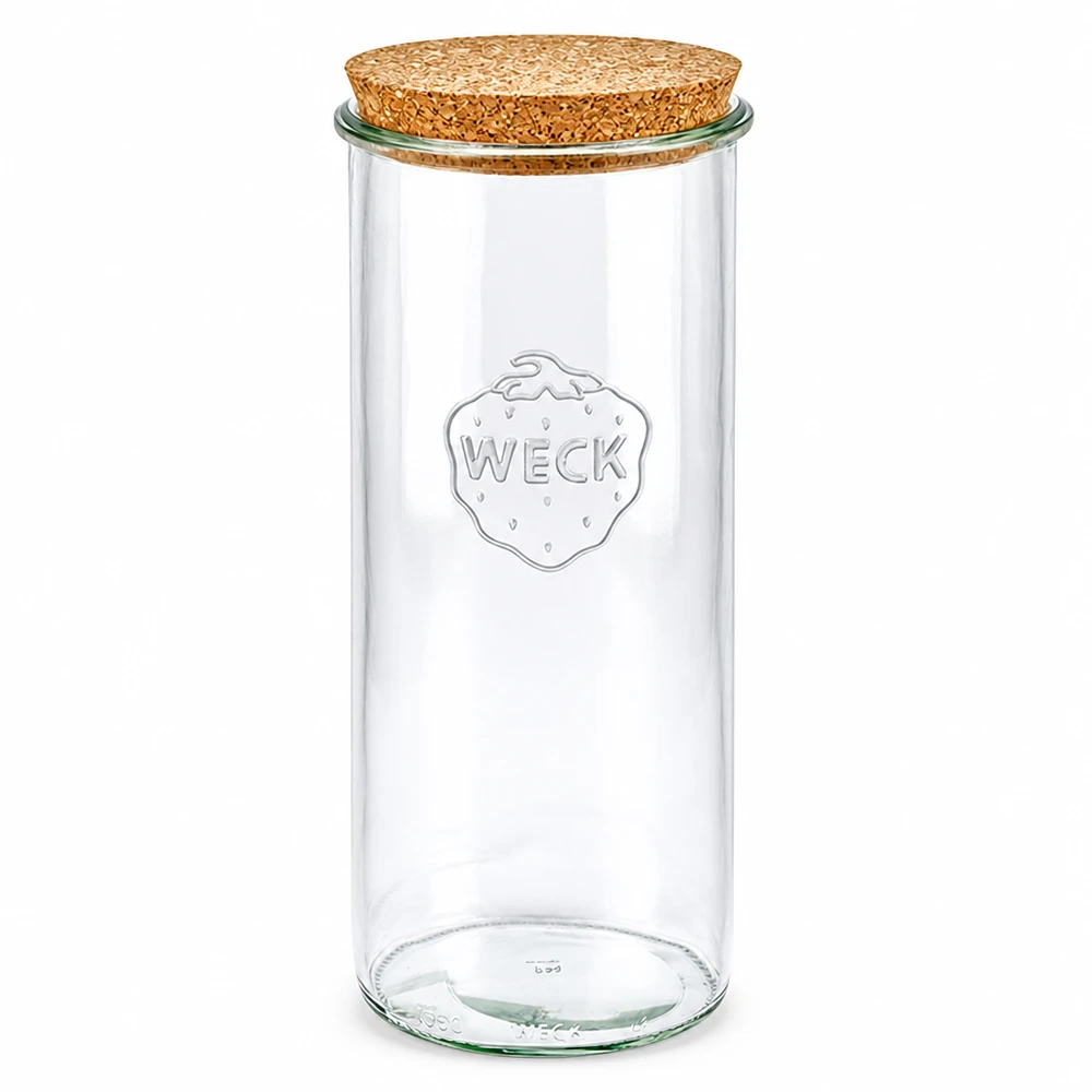 1500ml bocal conique WECK RR100 avec bouchon nature WECK Bocal en verre 1500ml RR100 avec bouchon en liège naturel Couvercle Bocal à conserves transparent