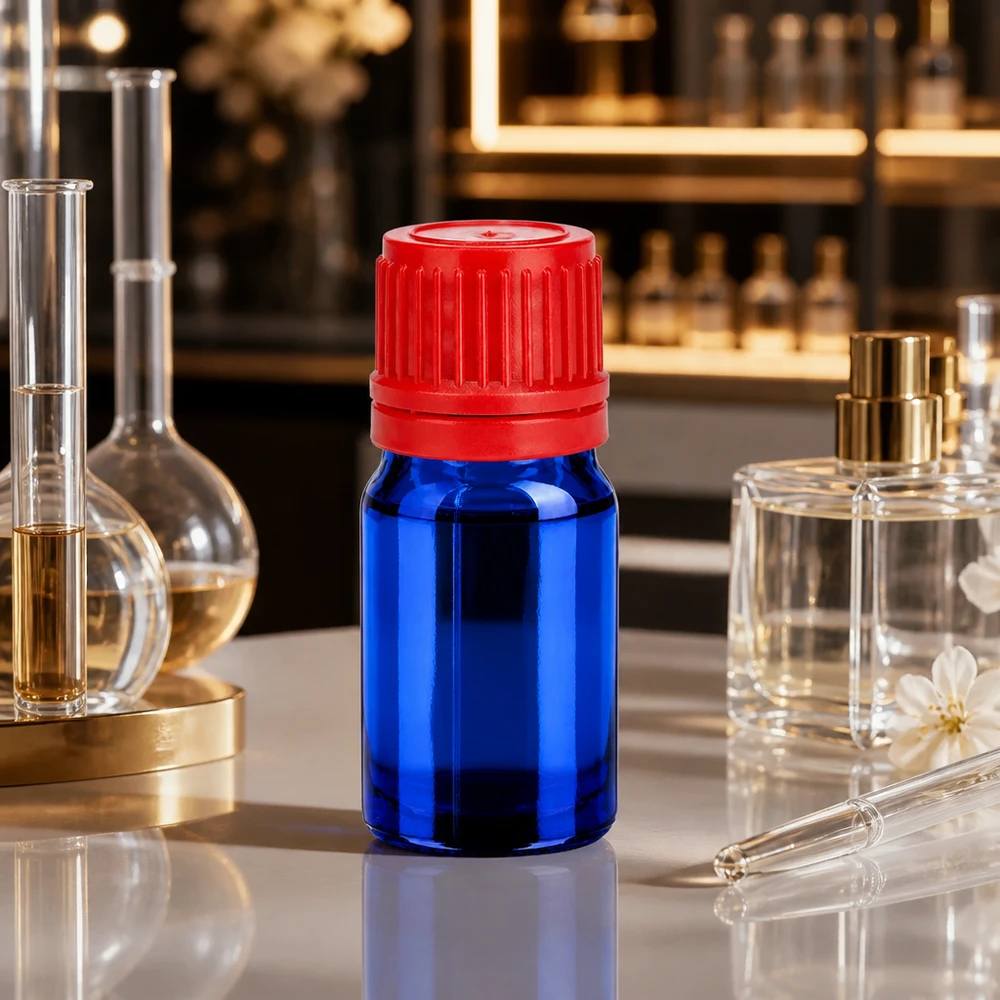 Flacon 5ml 11mm SV rouge OV BlueLine UT18/5 Flacon en verre bleu anti-UV de 5ml pour substances sensibles à la lumière BlueLine UT18/5
