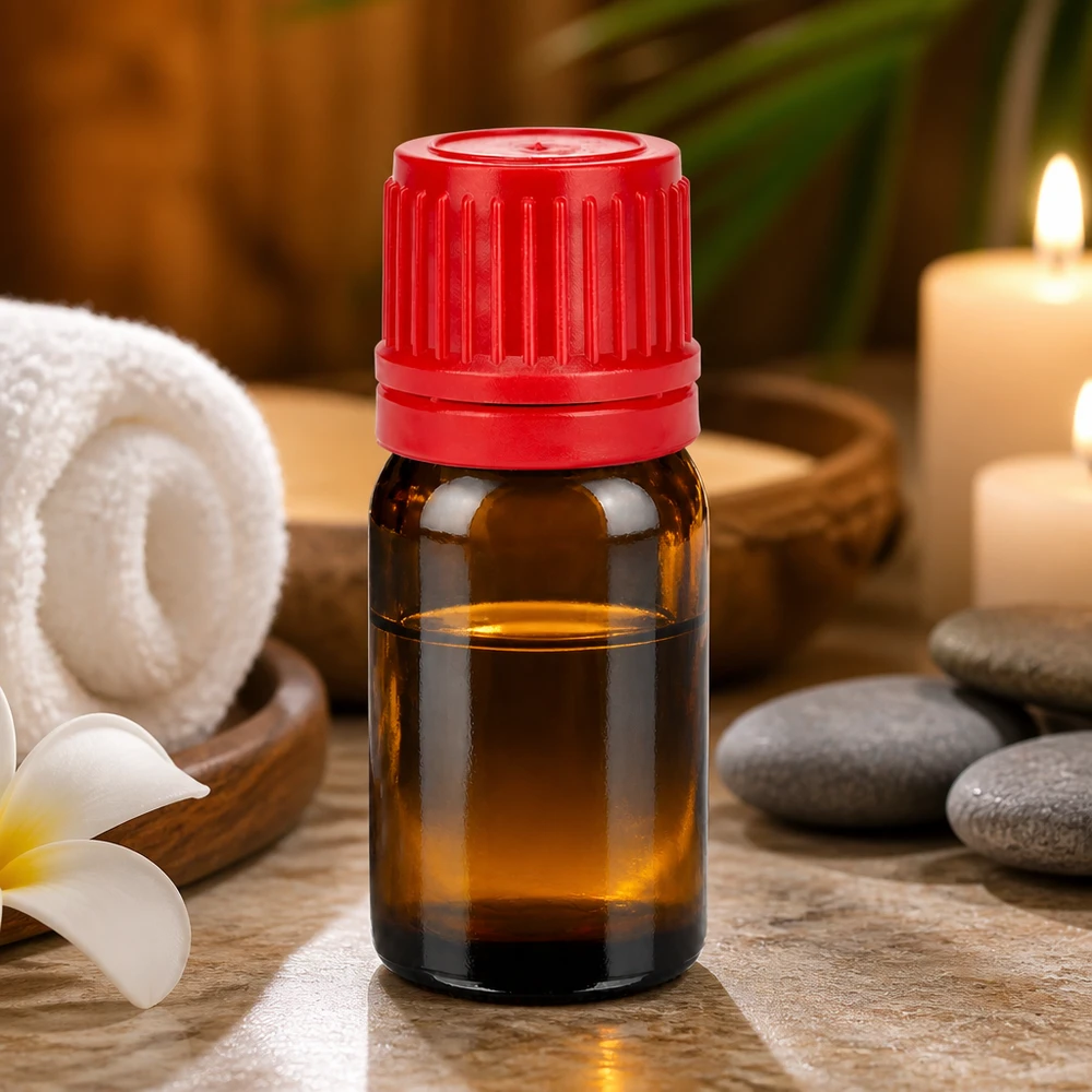 Flacon de 5ml 11mm SV rouge OV BrownLine UT18/5 Bouteille d'aromathérapie de 5ml en verre brun avec bouchon d'inviolabilité rouge à l'épreuve des enfants
