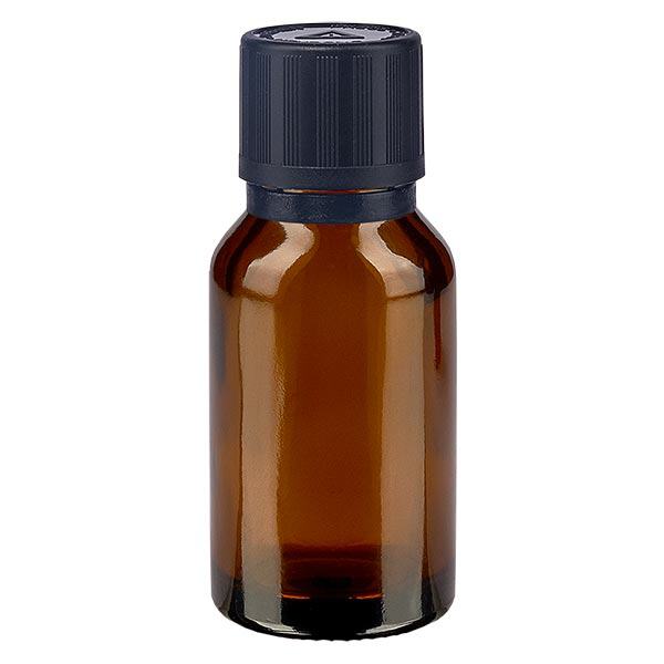 flacon à pharmacie brun 15ml bouchon inviolable 1mm noir sécurité enfant adapté aux aveugles bouchon inviolabilité