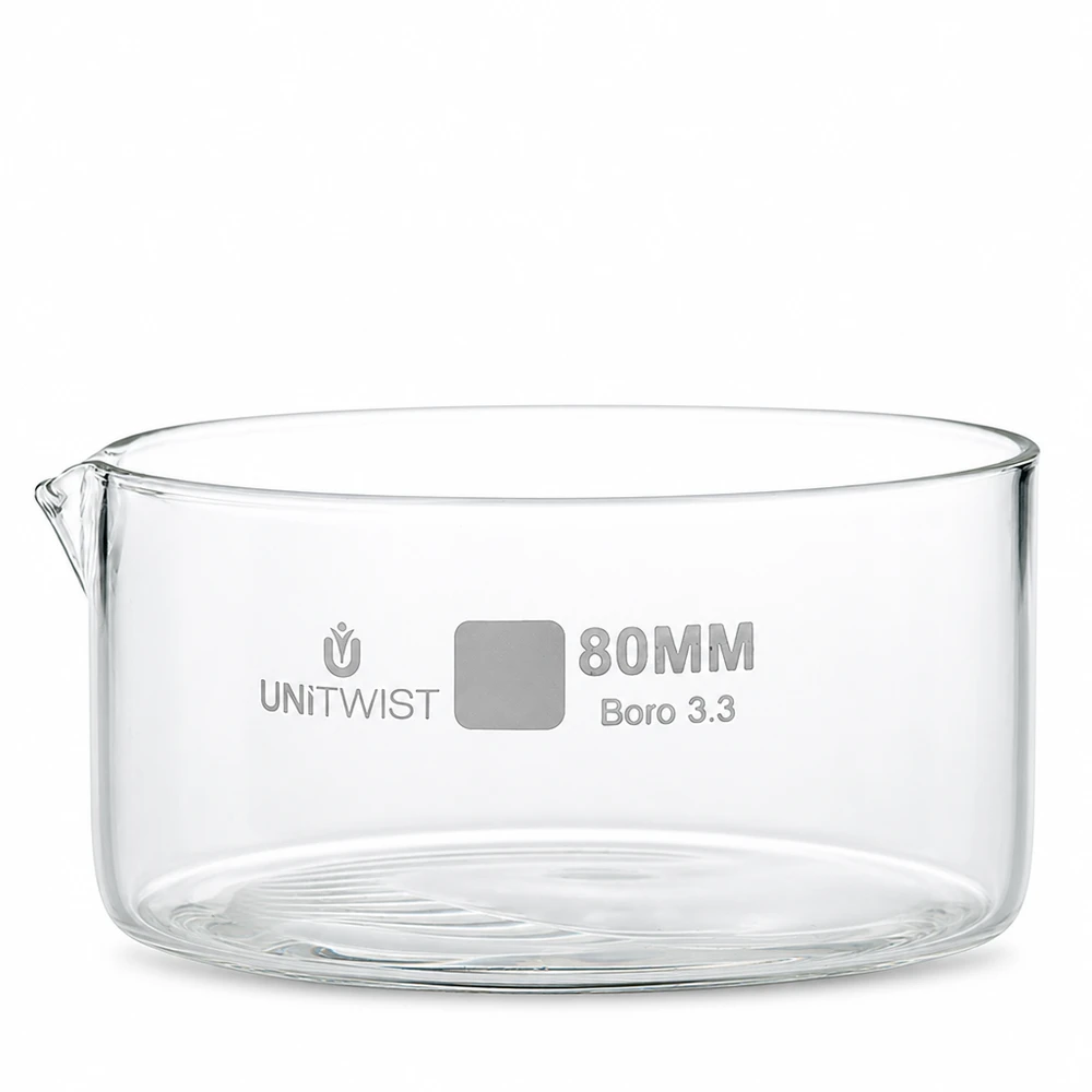 Cristallisoir ø80mm verre borosilicaté UNiTWIST Coupelle en verre transparent, ø 80 mm, Boro 3.3 UNiTWIST, pour laboratoire et cristallisation