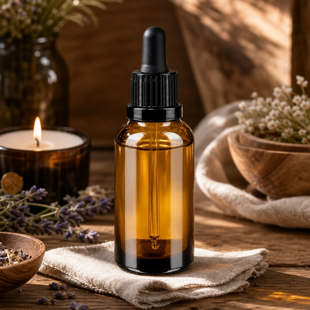 Flacon à pipette 30ml noir OV BrownLine UT18/30 Bouteille élégante BrownLine de 30ml avec pipette en verre pour le bricolage et les cosmétiques naturels