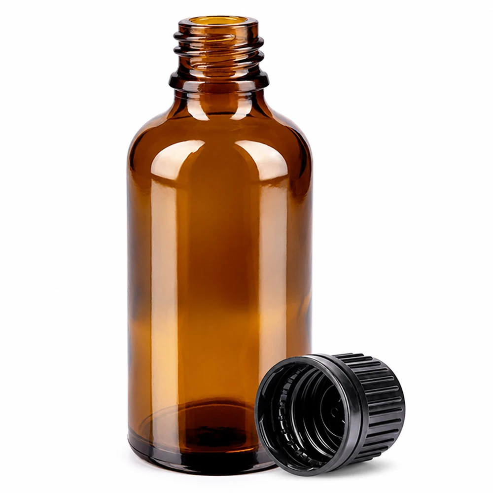 Flacon 50ml 11mm SV noir OV BrownLine UT18/50 Bouteille de pharmacie brune de 50 ml avec pas de vis et bouchon amovible pour les substances sensibles à la lumière
