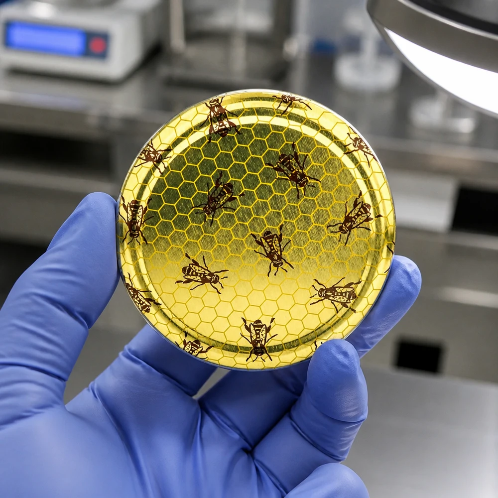 Couvercle rond en métal de 82 mm, motif en nid d'abeille, adapté aux pots de miel et aux conserves